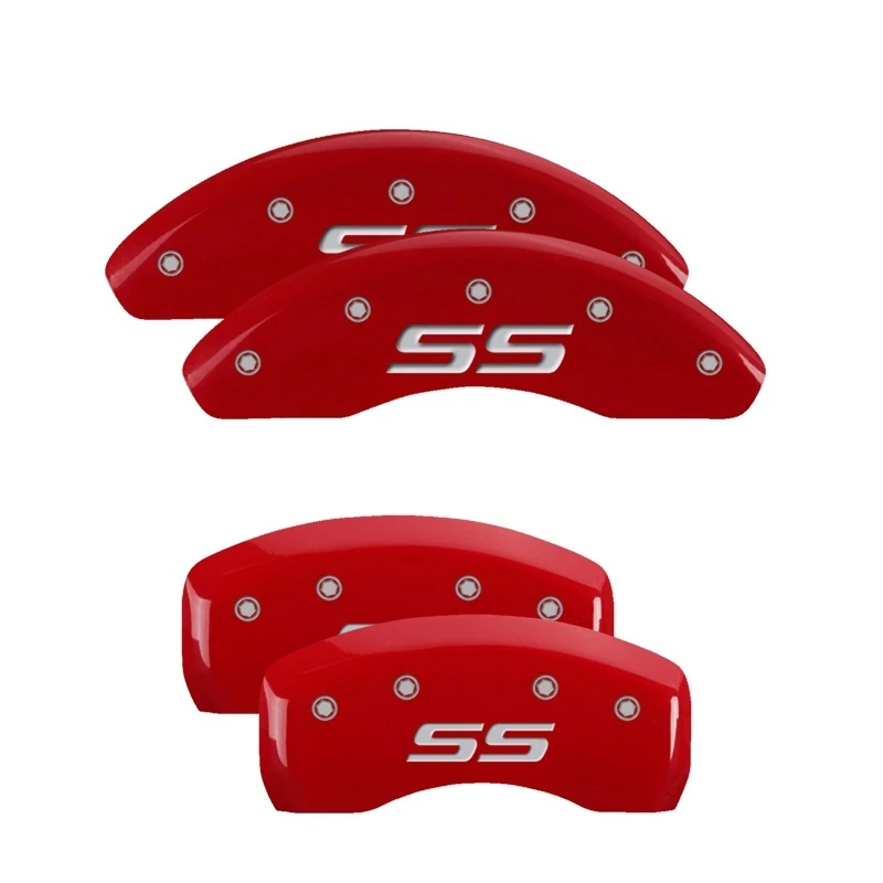 MGP 4 Bremse Caliper Abdeckungen Graviert Vorne & Hinten Monte Carlo Stil/SS Rot Finish Silber