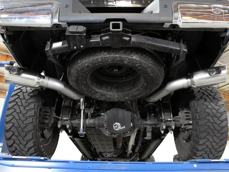aFe Large Bore-HD 4 Zoll 409 Edelstahl DPF-Back Auspuff mit polierten Endrohren 15-16 Ford Diesel Truck