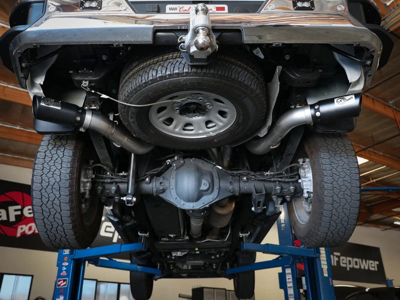 aFe Large Bore-HD 4 Zoll 409 Edelstahl DPF-Back Abgasanlage mit schwarzem Endrohr 20 GM Diesel LKW V8-6.6L (td) L5P