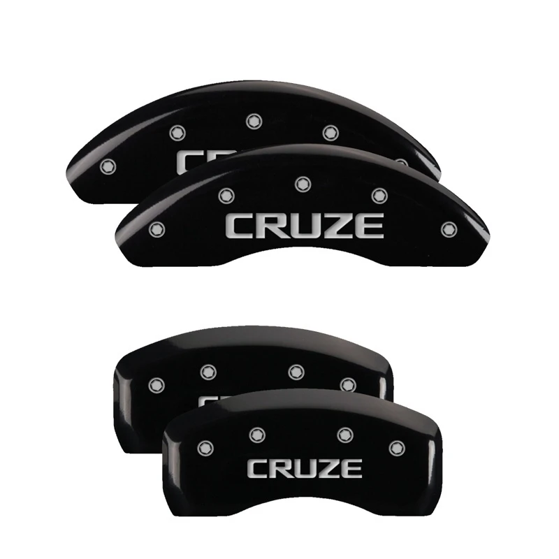 MGP 4 Bremse Caliper Abdeckungen Graviert Vorne & Hinten Cruze Schwarz Finish Silber Char 2017 Chevrolet Cruze