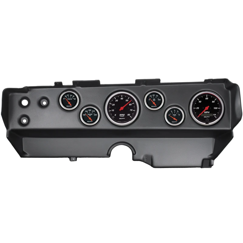 Autometer Designer Black 70-74 E-Body/Cuda/Challenger Armaturenbrett-Kit 6-teilig Tach/ km/h/ Kraftstoff/ Öl/ WTMP/ Volt
