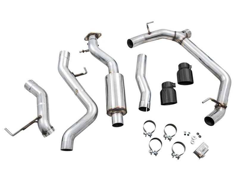 AWE Tuning 2021+ Ford Bronco 0FG Dualer Auspuff mit Diamantschwarz-Spitzen und Bash Guard