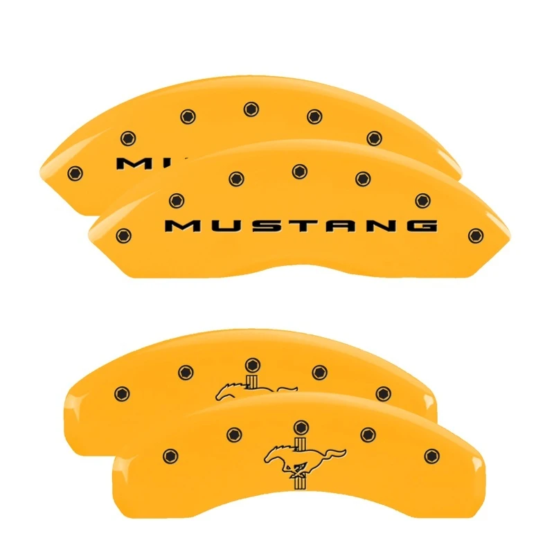 MGP 4 Bremse Caliper Abdeckungen Graviert Vorne 2015/Mustang Graviert Hinten 2015/Bar & Pony Gelb Finish Schwarz