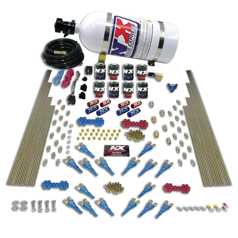 Nitrous Express Shark Dual Stage/Gas 16 Düsen 8 Solenoiden Nitrous Kit (200-1200PS) mit Comp-Flasche