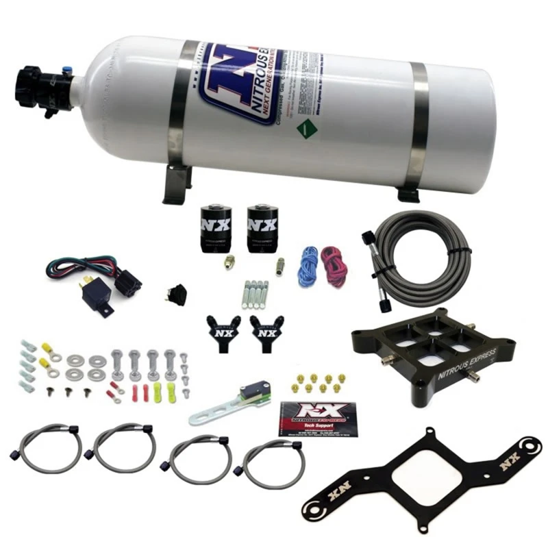 Nitrous Express 4150 Billet Crossbar Pro-Power Nitrous-Kit (100-500PS) mit 15lb-Flasche