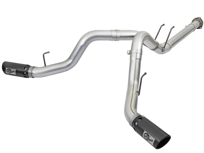 aFe ATLAS 4in DPF-Back Alum Steel Auspuffsystem mit schwarzem Endrohr für Ford Diesel Trucks V8-6.7L (td) 2017