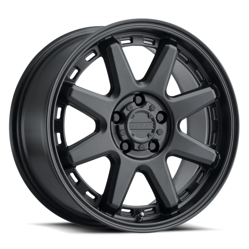 Raceline 947B Scout 16x8in / 8x165.1 BP / 0mm Offset / 125.2mm Bore - Satin Black Wheel
