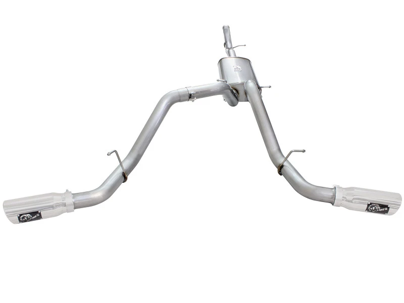 aFe Mach Force-XP Auspuff 3in Kat-Back SS 14-15 GM 1500 Trucks 4,3L/5,3L Dual Split mit polierter Spitze