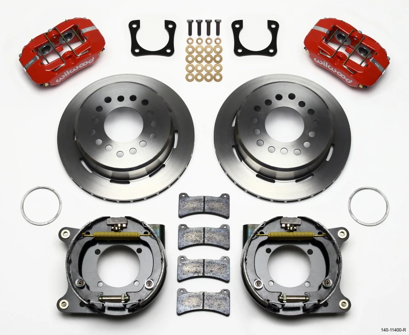 Wilwood Dynapro Low-Profile 11,00 Zoll P-Bremse-Kit - Rot Chevy 12 Bolt Spcl 2,81 Zoll Off Stag Mount