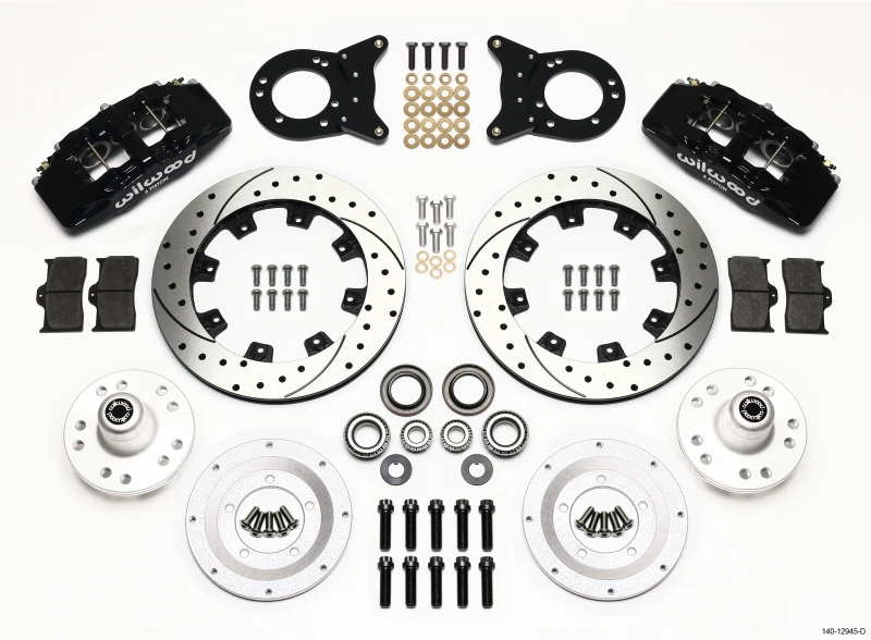 Wilwood Dynapro 6 Vorderrad-Kit 12,19 Zoll gebohrt 1970-1973 Mustang Disc & Drum Spindel
