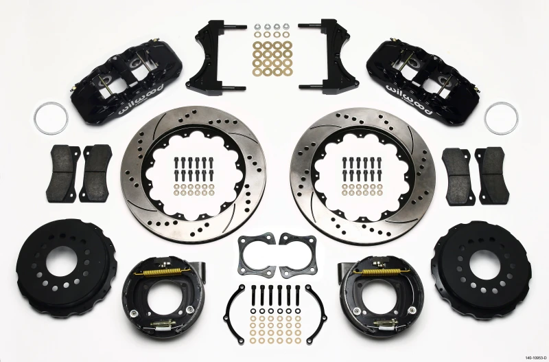 Wilwood AERO4 Rear P-Brake Kit 14.00in Drilled 58-64 Olds/Pontiac Ends 2.81in Offset