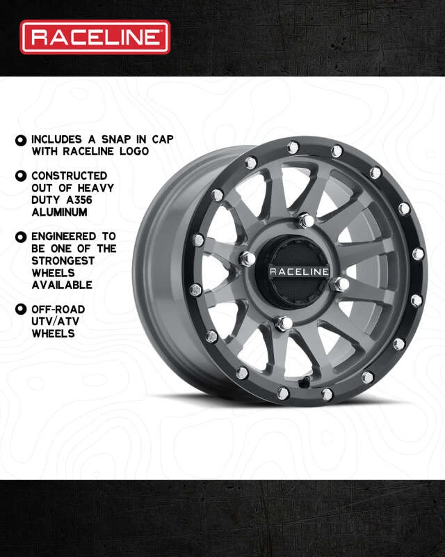 Raceline A95SG Trophy 14x7in / 4x137 BP / 10mm Offset / 110.18mm Bore - Grey & Black Lip Wheel