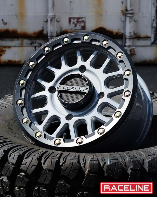 Raceline A93SG Podium 15x6in/4x137 BP/40mm Offset/110.18mm Bore - Grey & Black Ring Beadlock Wheel