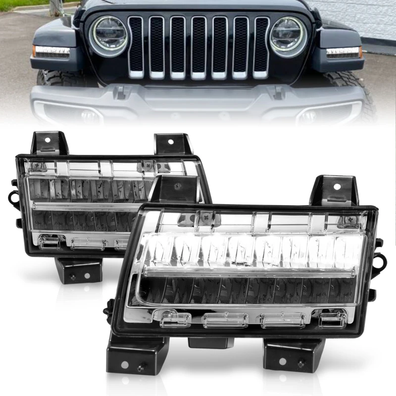 ANZO 2018-2021 Jeep Wrangler LED-Seitenmarkierungen Chrome-Gehäuse Clear-Linse mit sequentieller Signalisierung