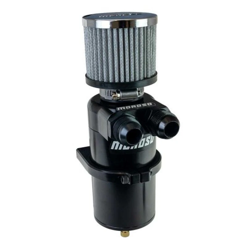 Moroso Dual Inlet -12AN Billet Breather Tank Catch Can - Black