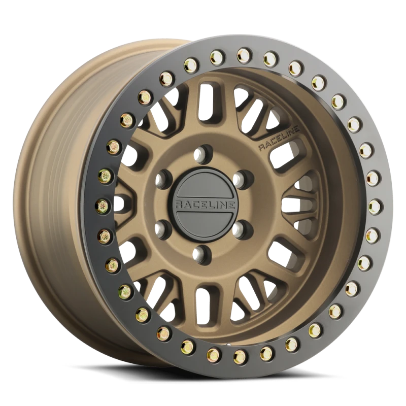 Raceline RT951B Ryno 17x9in/6x139.7 BP/-12mm Offset/106.1mm Bore- Bronze & Black Ring Beadlock Wheel