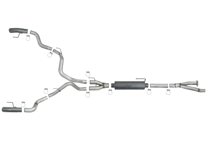 aFe MACH Force-Xp Kat-Back-Auspuff mit Dual Hi-Tuck-Tipps Schwarz 17-18 Ford F-150 Raptor V6-3.5L (tt)