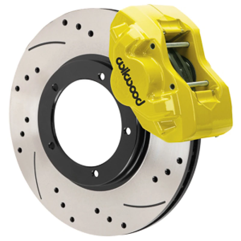 Wilwood 75-83 Porsche 911 D45 11,10 Zoll Frontbremskit mit Flexleitungen - Gelochte Bremsscheiben (Gelb)