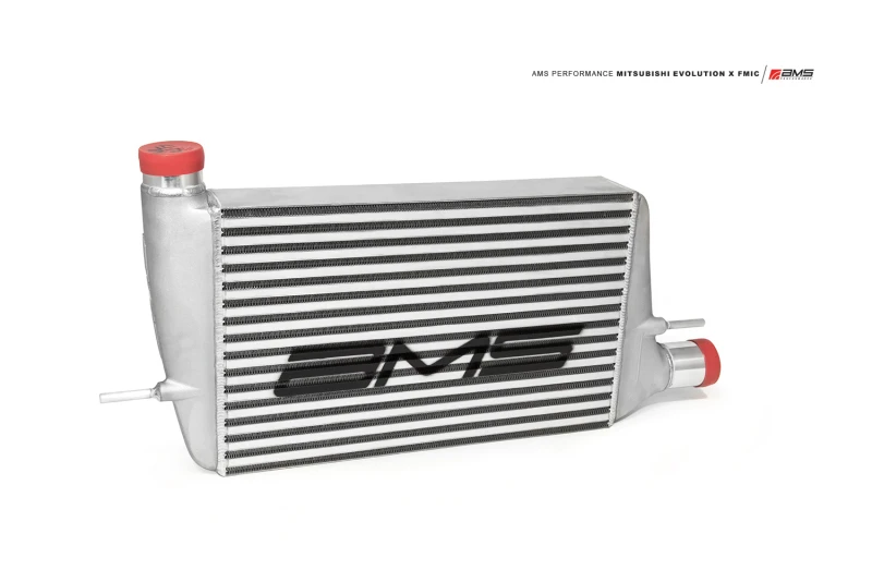 AMS Performance Front Mount Intercooler w/Modular Cast End Tanks & Logo for 08-15 Mitsubishi EVO X
