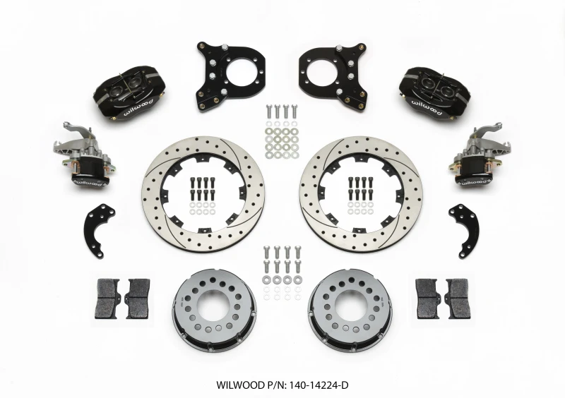 Wilwood Forged Dynalite P/S Hinterrad-Kit mit MC4 P-Bremse, gebohrt, Chev 12-Bolt mit Clip-Eliminator