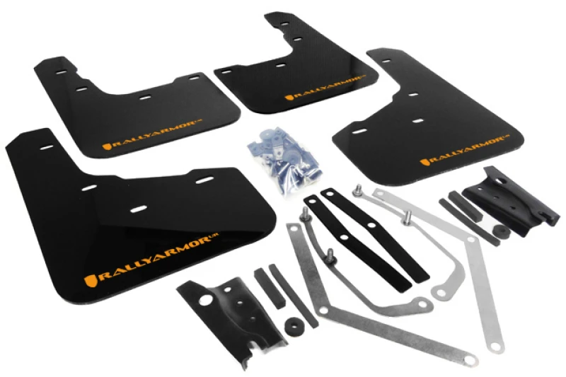 Rally Armor 13-19 Ford Fiesta ST Schwarz UR Matschabdeckung mit orangefarbenem Logo