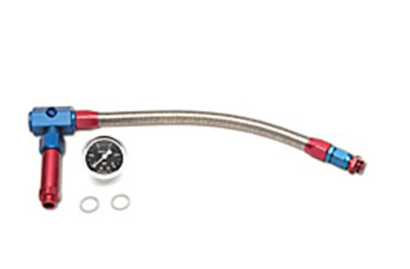 Russell Performance -6 AN auf 3/8 Zoll weiblich NPT ProFlex Demon Carb Dual Inlet Carb Kit (Rot/Blau)