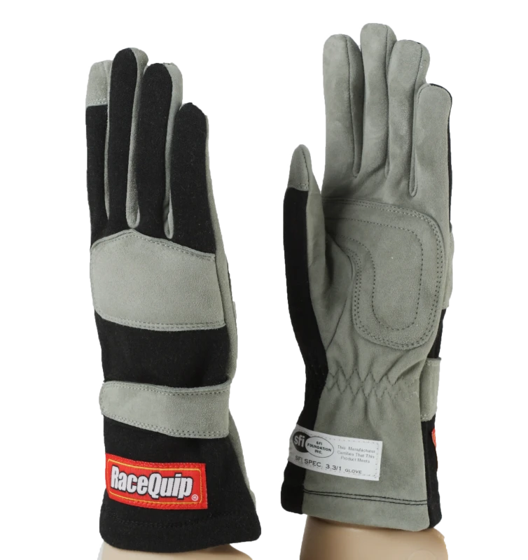 RaceQuip Schwarzes 1-Lagiges SFI-1 Handschuh - Klein