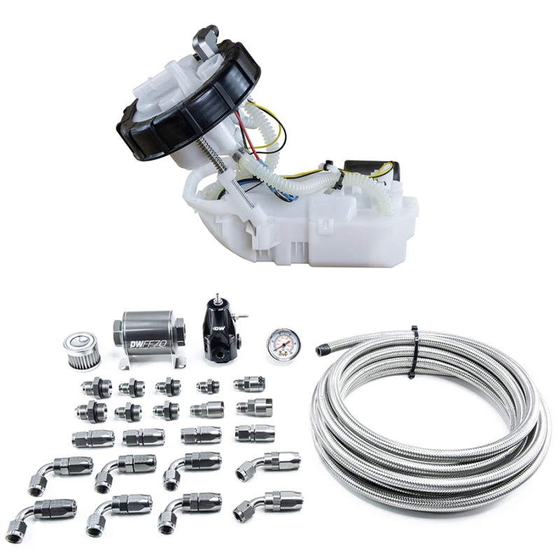 DeatschWerks 01-05 Honda Civic/02-06 Acura RSX DW400 Pumpenmodul und Rücklaufkit mit CPE Kraftstoffleitungen