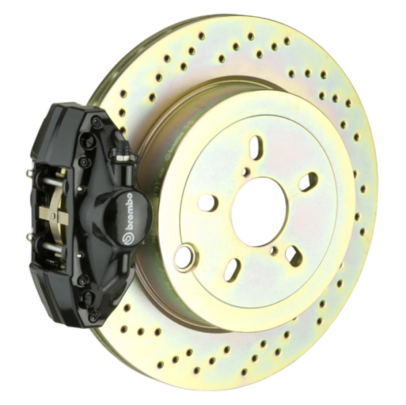 Brembo 08-14 WRX/10-14 Legacy 2.5i Rear GT BBK 2 Piston Cast 2pc 316 x20 1pc Rotor Drilled-Black