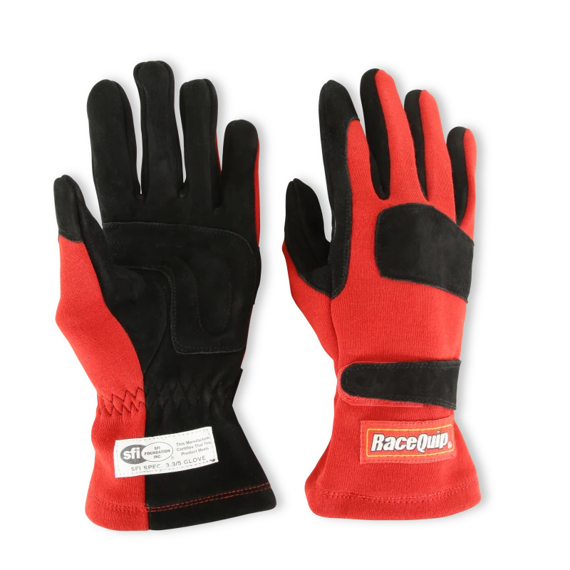 RaceQuip Rote 2-Lagen SFI-5 Handschuhe - Groß