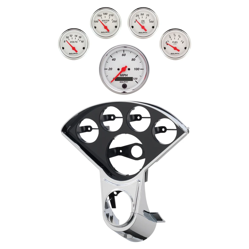 Autometer Arctic White Direct Fit Dash Kit für 55-59 Chevy Truck (1 x 3-3/8 Zoll / 4 x 2-1/16 Zoll)