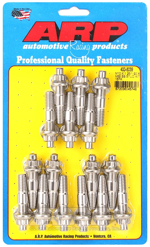 ARP M10 x 1.25/1.50 x 55mm Edelstahl-Stift-Kit - 16 Stück