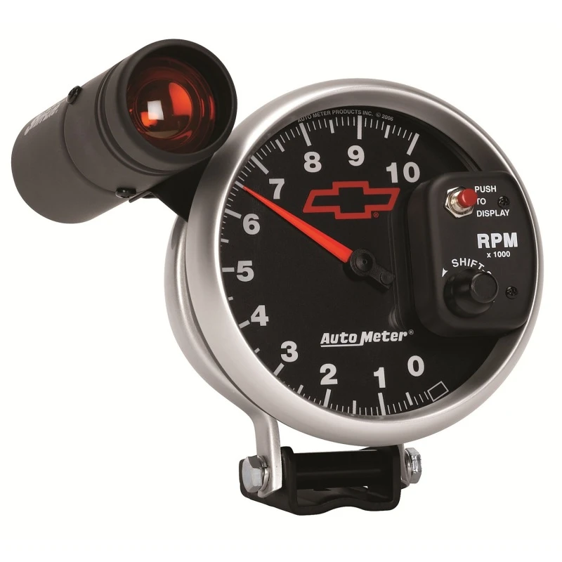 Autometer GM Bowtie Schwarz 5 Zoll 10000 U/min Sockel Electronic Tachometer mit externer Schaltpunkt-Leuchte