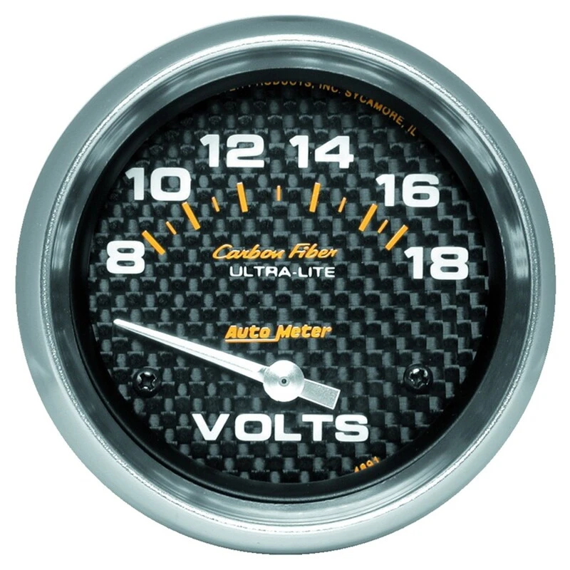 Autometer Carbon Fiber 2-5/8 Zoll 18V Elektrischer Voltmeter-Anzeiger