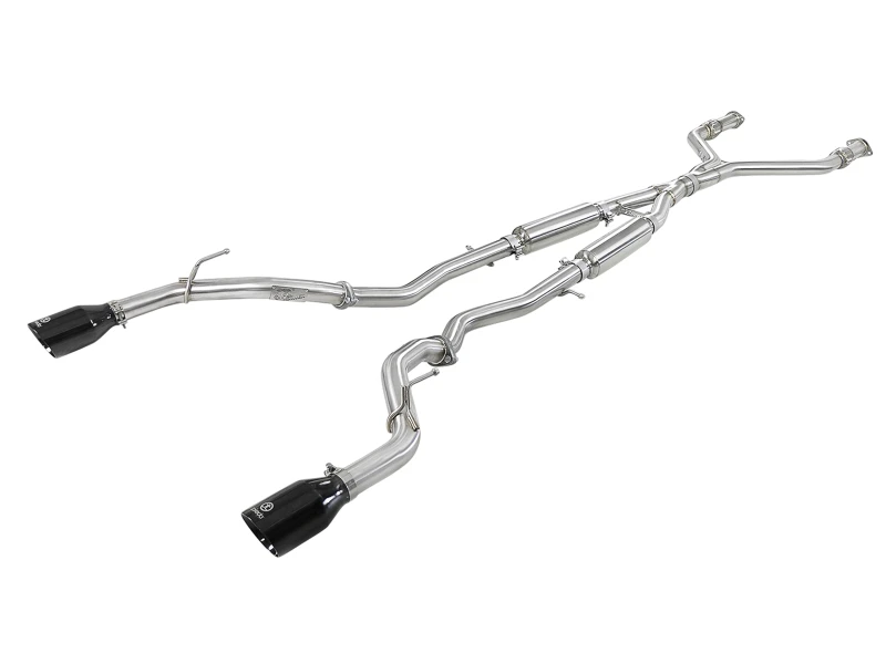 aFe Takeda 2,5-Zoll-304-Edelstahl-Cat-Back-Auspuffsystem mit schwarzen Endrohren 16-18 Infiniti Q50 V6-3.0L (tt)