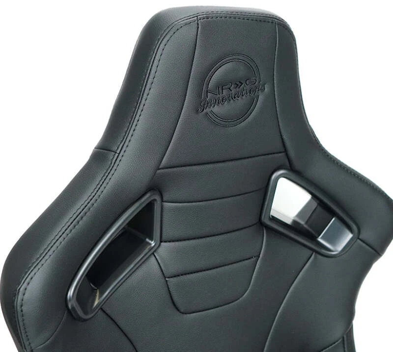 NRG Omega Reclinable Racing Seat (Paar) Schwarz mit Schwarzem Carbon-Vinyl-Rücken