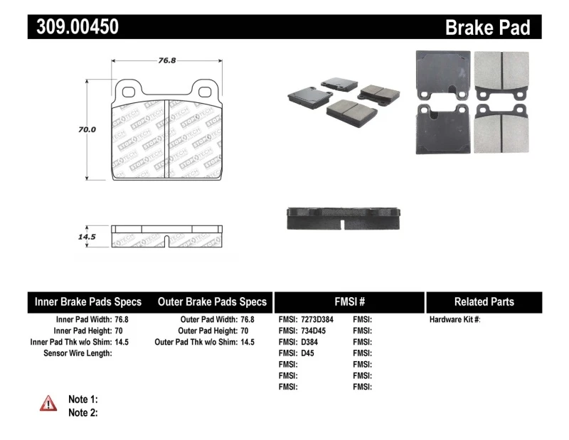 stoptech_309.00450-6794f66761a99 StopTech Performance 75-95 Alfa Romeo 2000 Spider/Graduate/Veloce Front Brake Pads