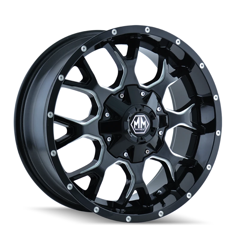 Mayhem 8015 Warrior 18x9 / 8x170 BP / 18mm Offset / 125.2mm Hub Gloss Black Milled Wheel
