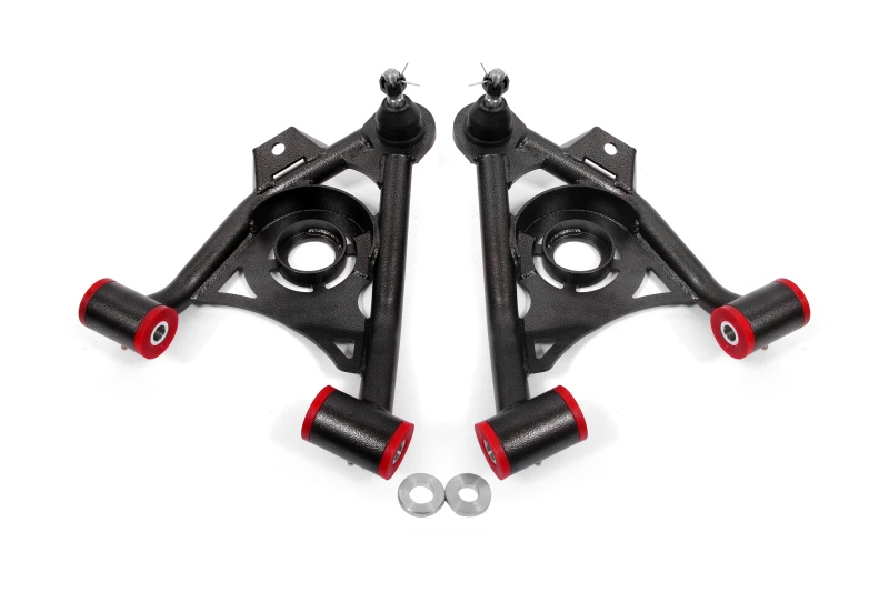 BMR 79-93 Fox Mustang Non-Adj Lower A-Arms Standard Ball Joint Spring Pocket - Black Hammertone