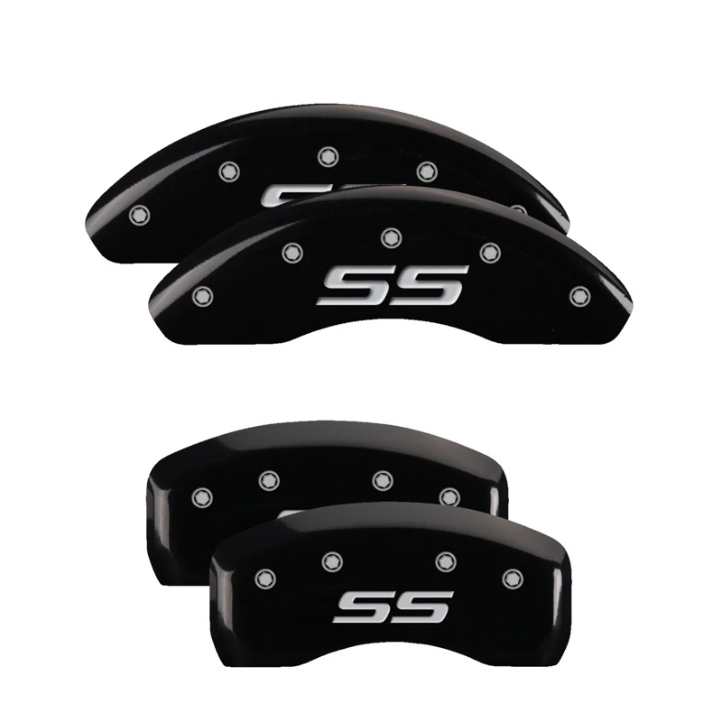 MGP 4 Bremse Caliper Abdeckungen Graviert Vorne & Hinten Monte Carlo Stil/SS Schwarz Finish Silber