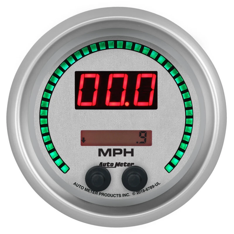Autometer 85,7mm Silber Umschaltbar 260 MPH / 260 KM/H Tachometer Ultra-Lite Elite Digital