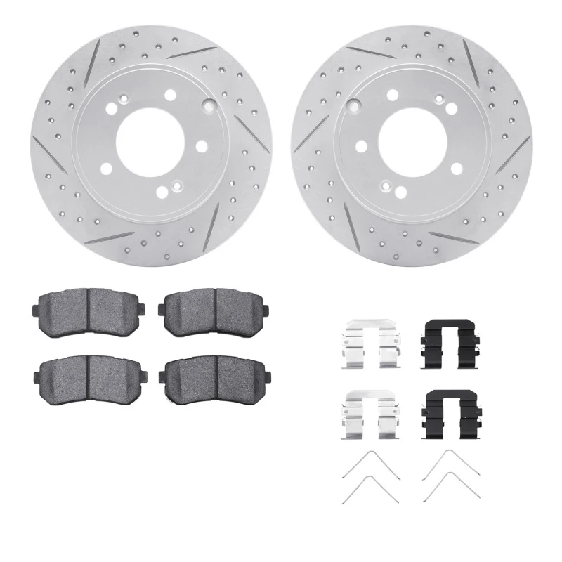 R1 16-20 Hyundai Sonata Rear Drill/Slot Carbon Coated Rotor Set w/Optimum Pads