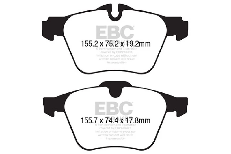 EBC 13+ Jaguar F-Type (Cast Iron Rotors Only) 3.0 Supercharged (340) Redstuff Front Brake Pads