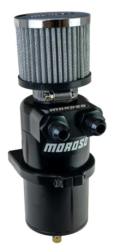 Moroso Dual Inlet -8AN Billet Breather Tank Catch Can - Black