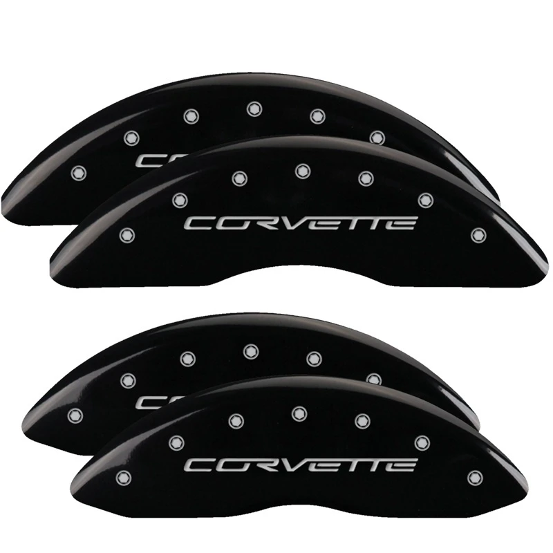 MGP 4 Bremse Caliper Abdeckungen Graviert Vorne & Hinten C6/Corvette Schwarz finish silber ch