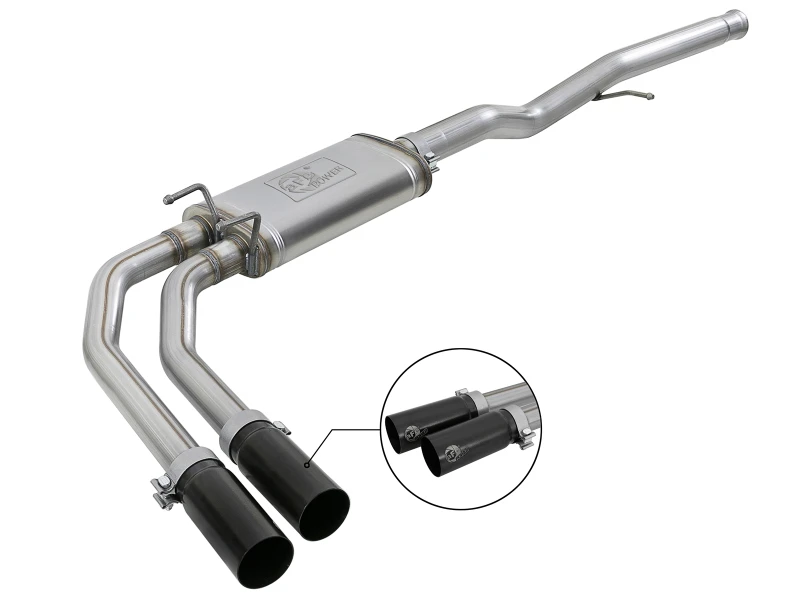 aFe Rebel Series 3in auf 2,5in 409 SS Kat-Back Auspuffanlage mit schwarzen Endrohren 09-18 GM Silverado/Sierra 5,4L