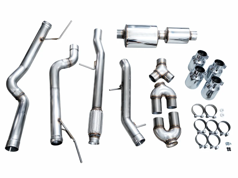 AWE Tuning 2021+ GMC Suburban/Yukon XL 5.3L 0FG Split Rear Exit Catback - Quad Chrome Silver Tips