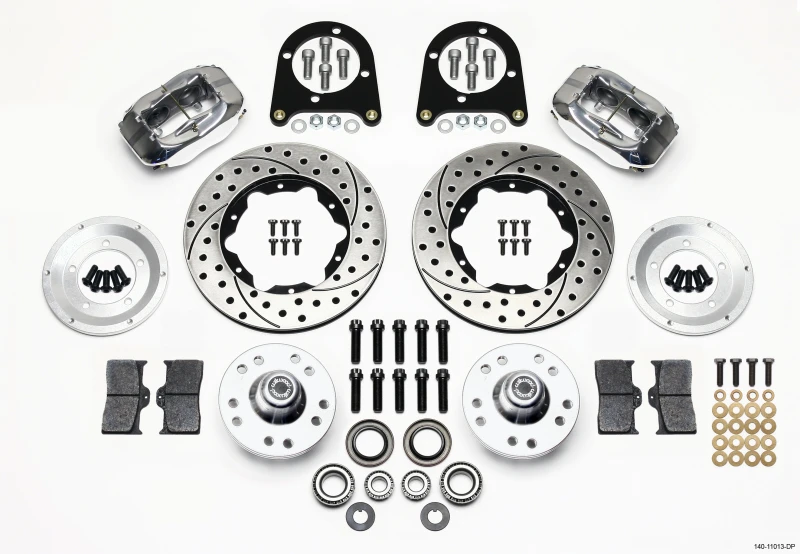 Wilwood Forged Dynalite Front Kit 11,00 Zoll Drill-Polished 37-48 Ford Psgr. Car Spindel