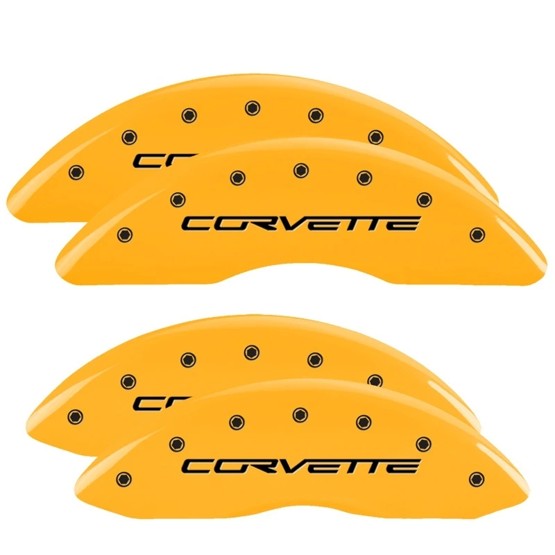 MGP 4 Bremse Caliper Abdeckungen Gravur Vorne & Hinten C6/Corvette Gelb finish schwarz Zeichen