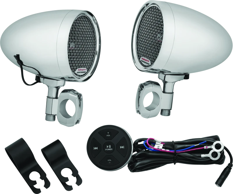 Kuryakyn Road Thunder Speaker Pods Bluetooth Audio Controller Chrome